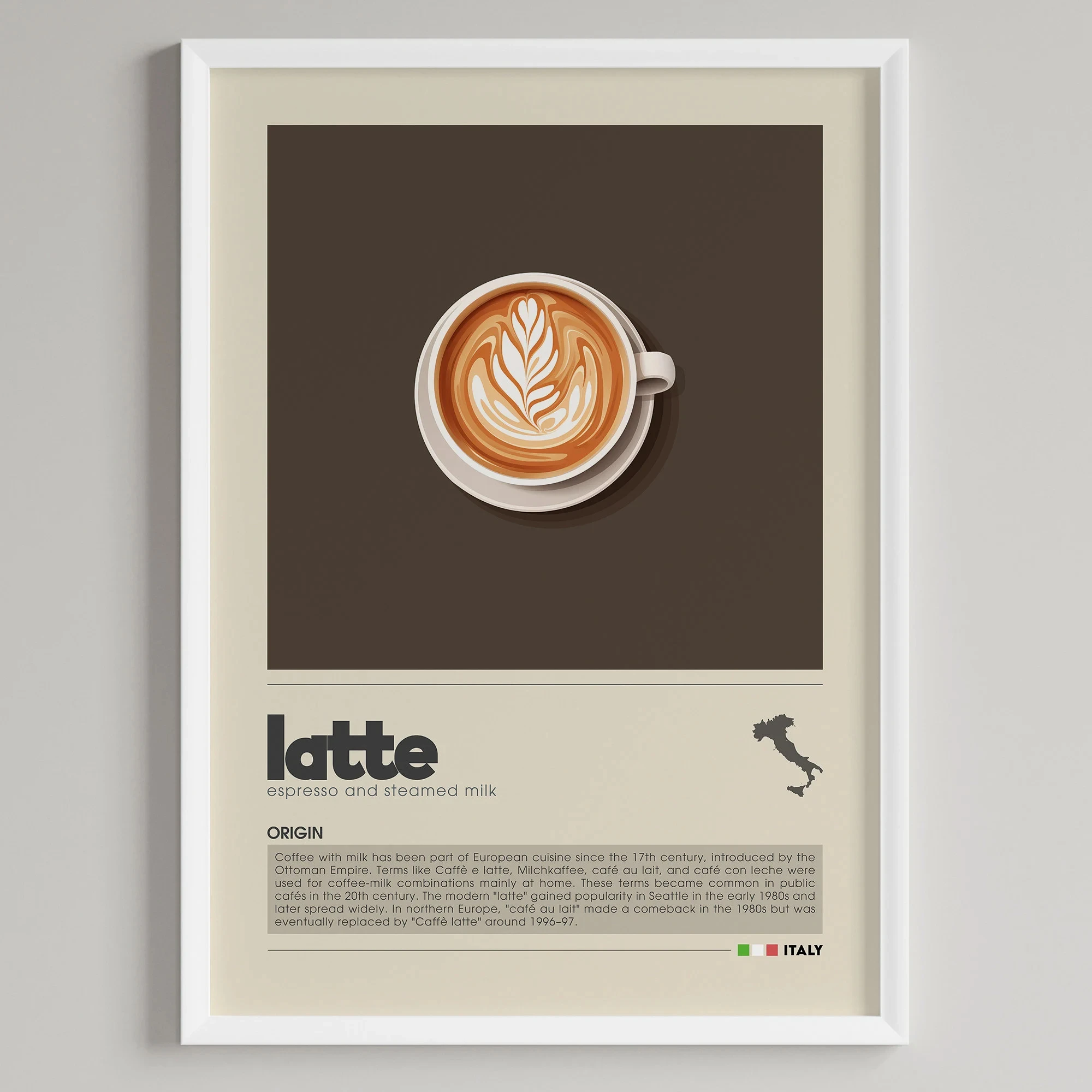 Plakat minimalistyczny z motywem kawy latte Wzór 5