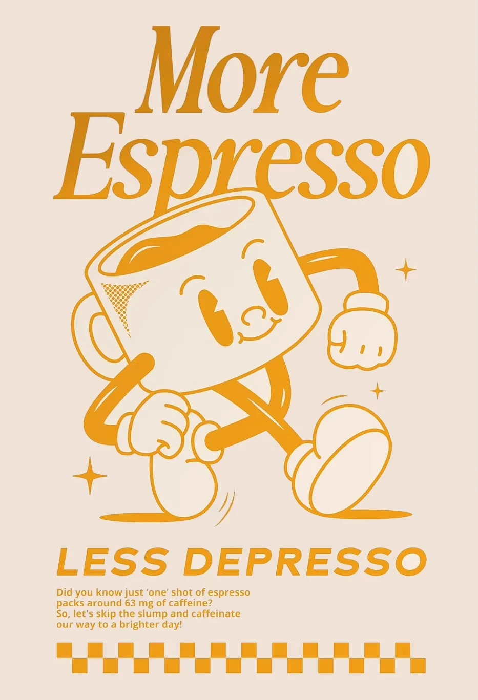 Plakat More Espresso Less Depresso Wzór 1