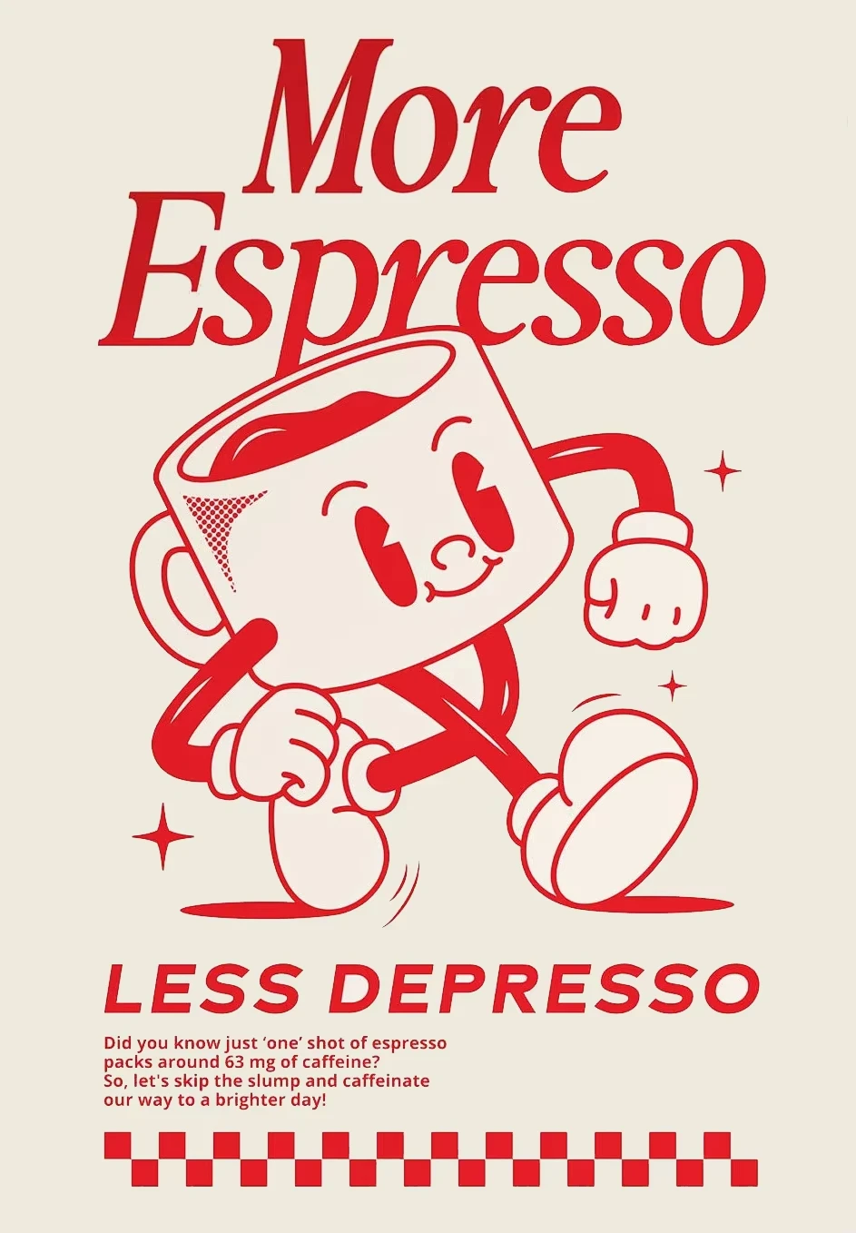 Plakat More Espresso Less Depresso Wzór 2