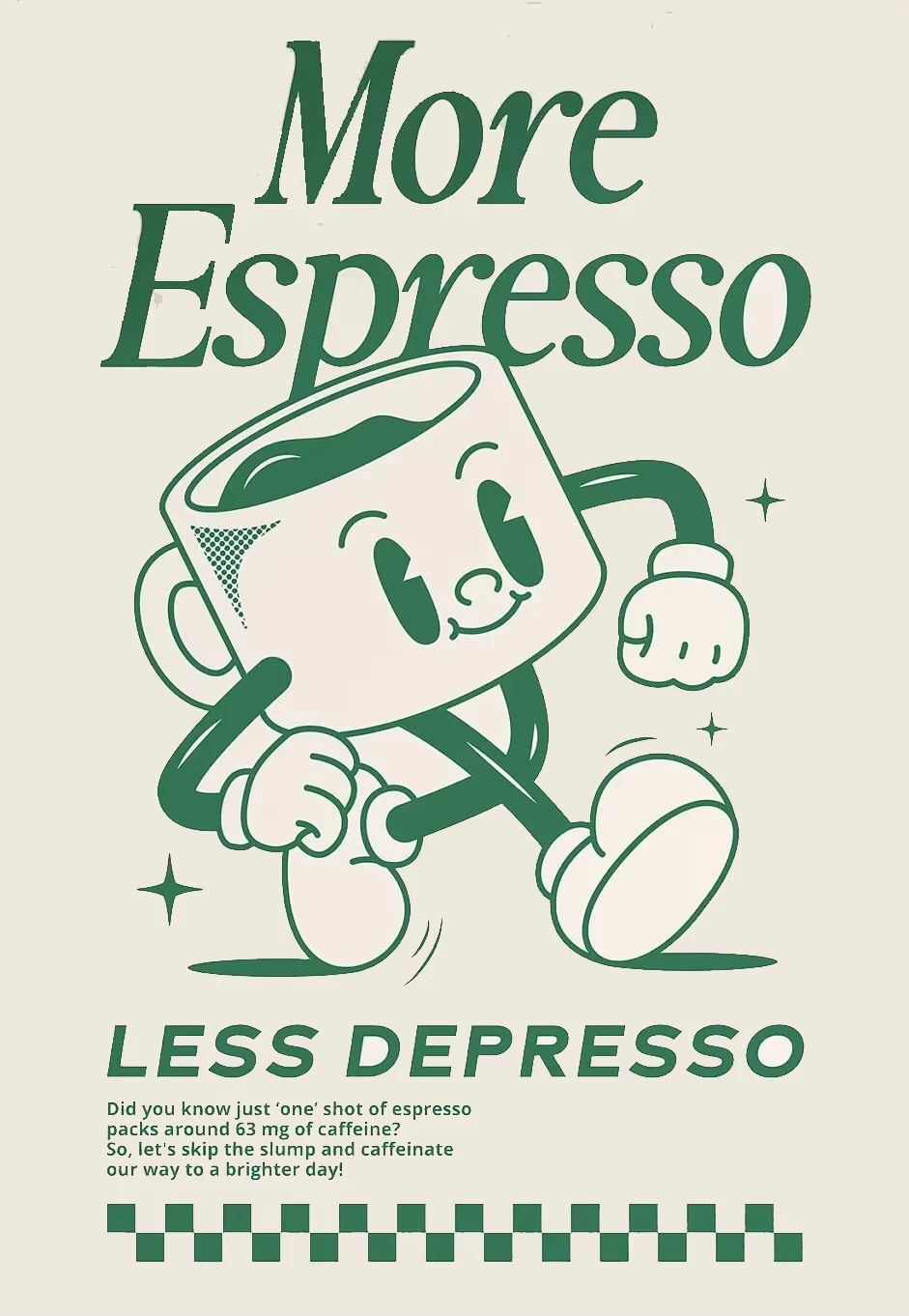 Plakat More Espresso Less Depresso Wzór 3