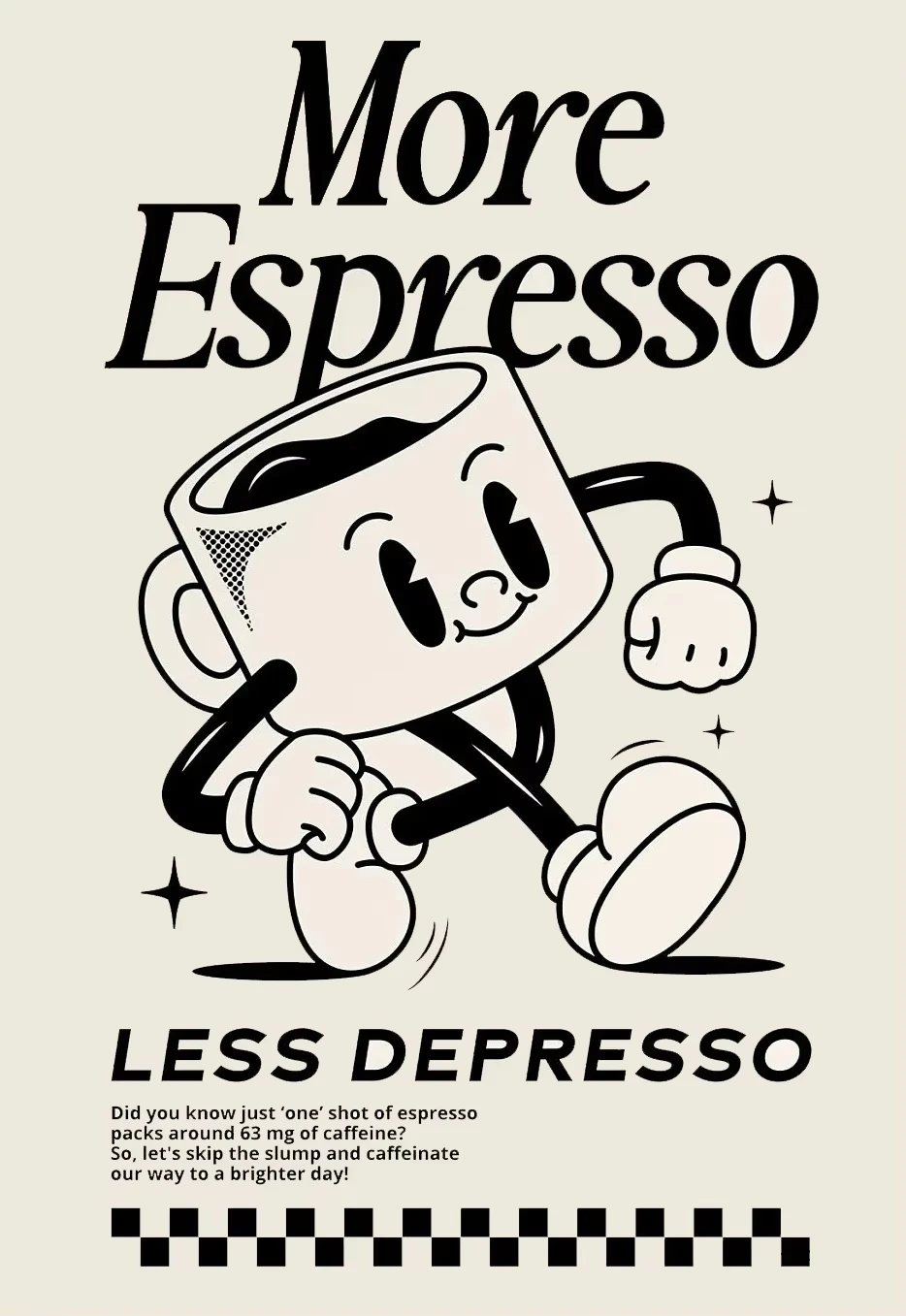 Plakat More Espresso Less Depresso Wzór 7