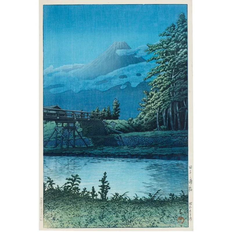 Góra Fudżi i wiśnie Kawase Hasui Zielony