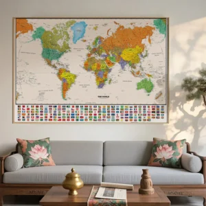 Plakat Klasyczna Mapa Świata Edukacyjna 