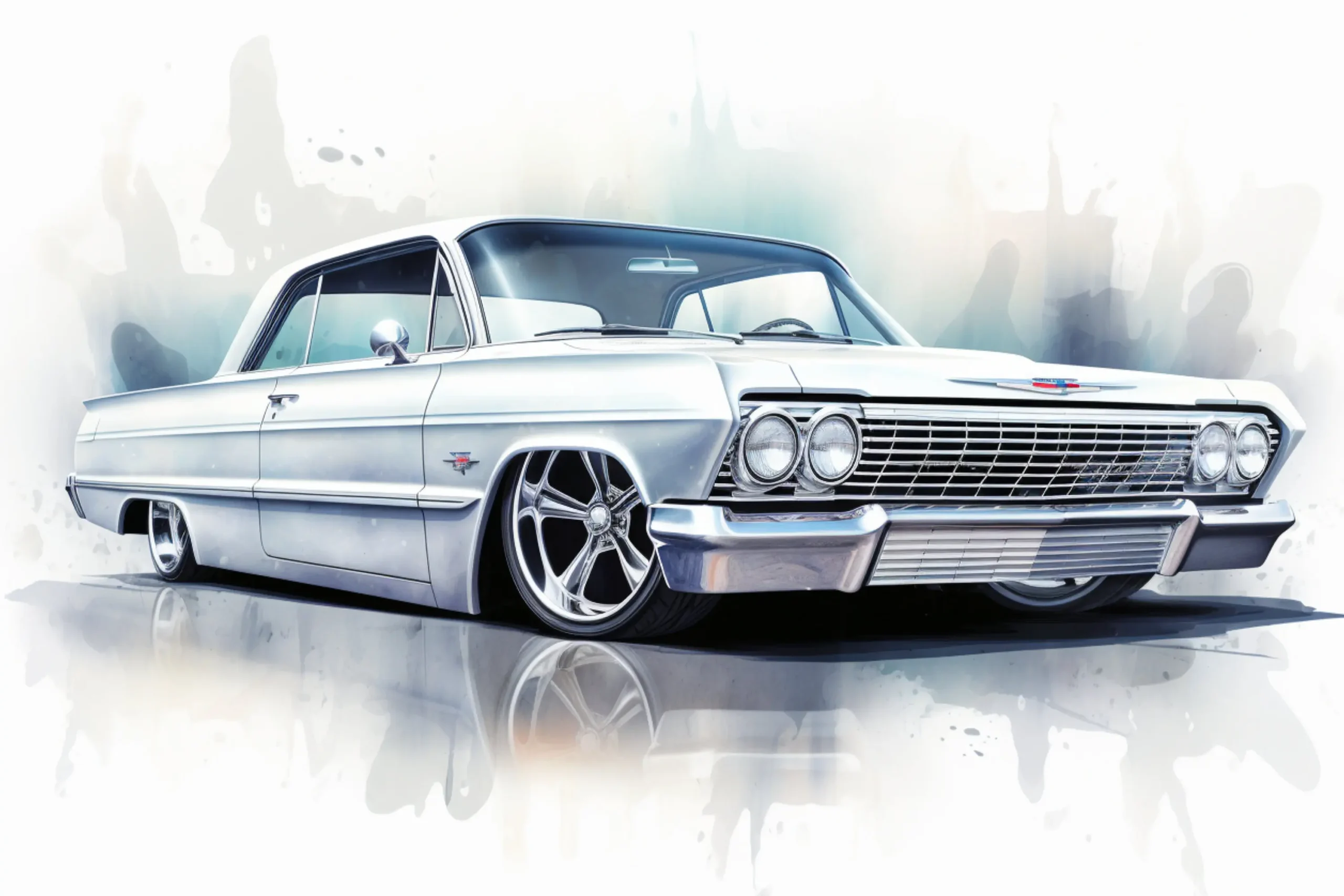 Plakat z klasycznym samochodem Chevrolet akwarela Wzór 8