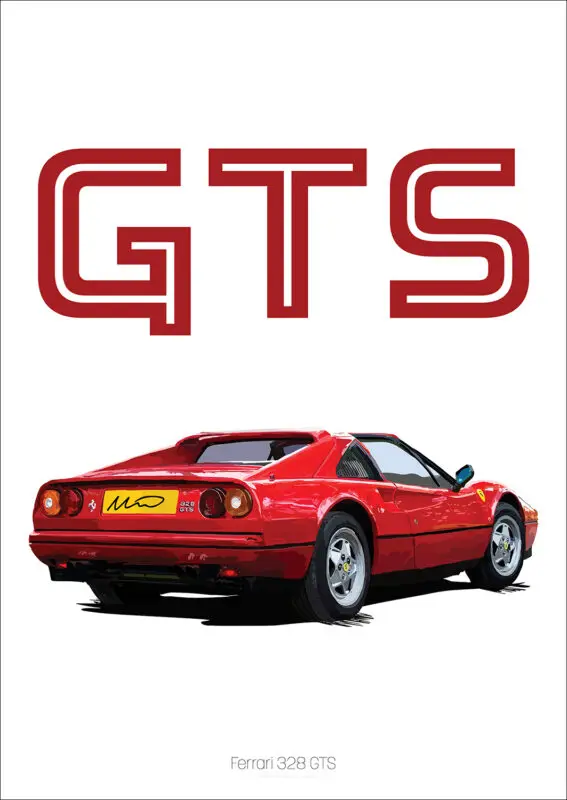 Plakat klasyczny samochód GTI lata 80. Wzór 11