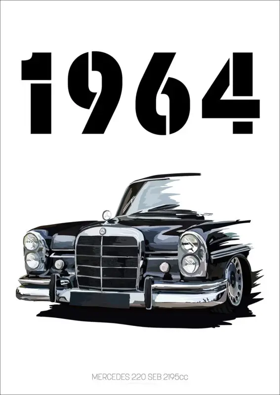 Plakat klasyczny samochód GTI lata 80. Wzór 5