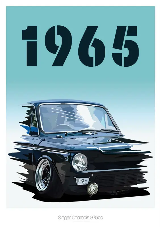 Plakat klasyczny samochód GTI lata 80. Wzór 6