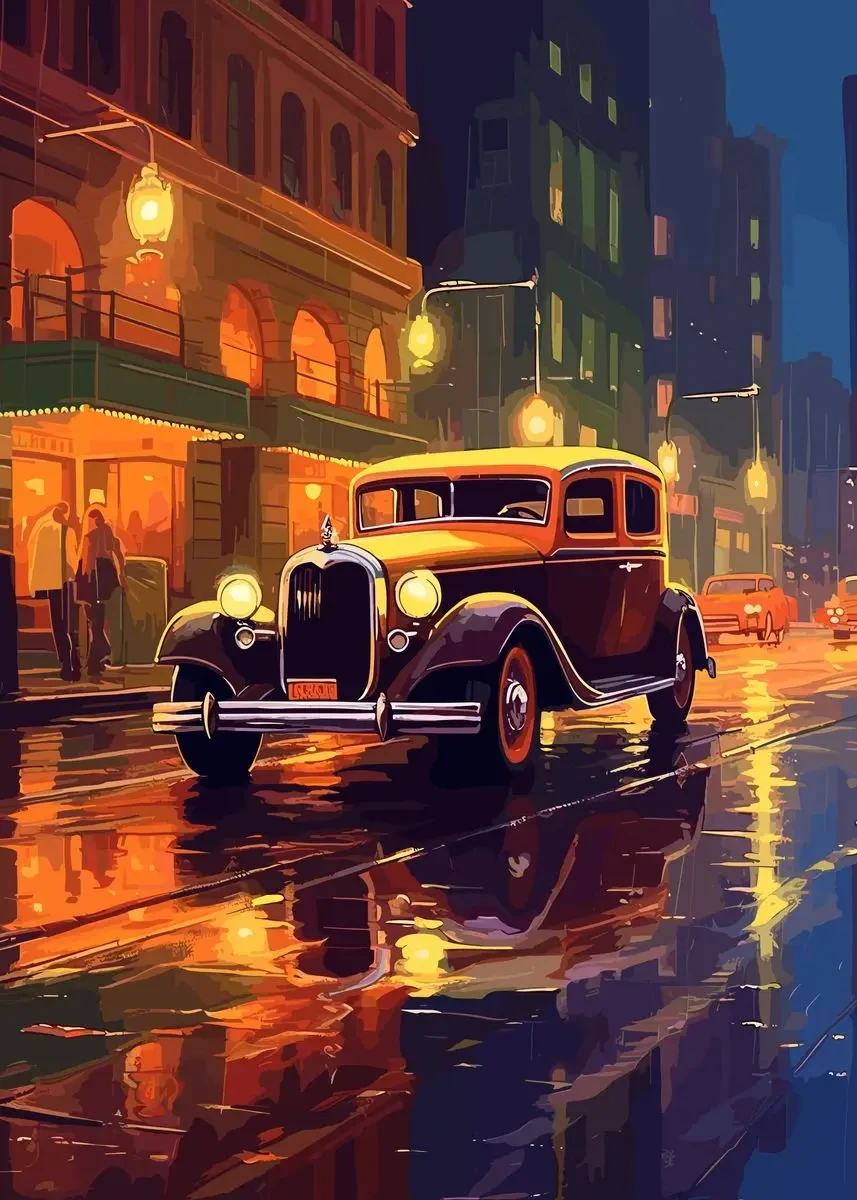 Plakat klasyczny japoński samochód retro Czerwony