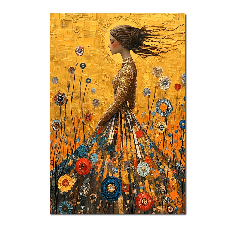 Plakat Klimt Dziewczyna w złotej sukni Wzór 1