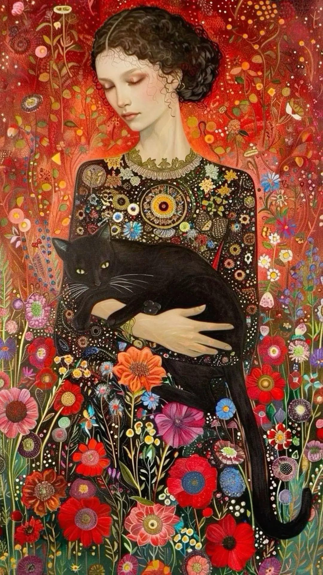 Plakat Gustav Klimt – kobieta z kotem Wzór 3