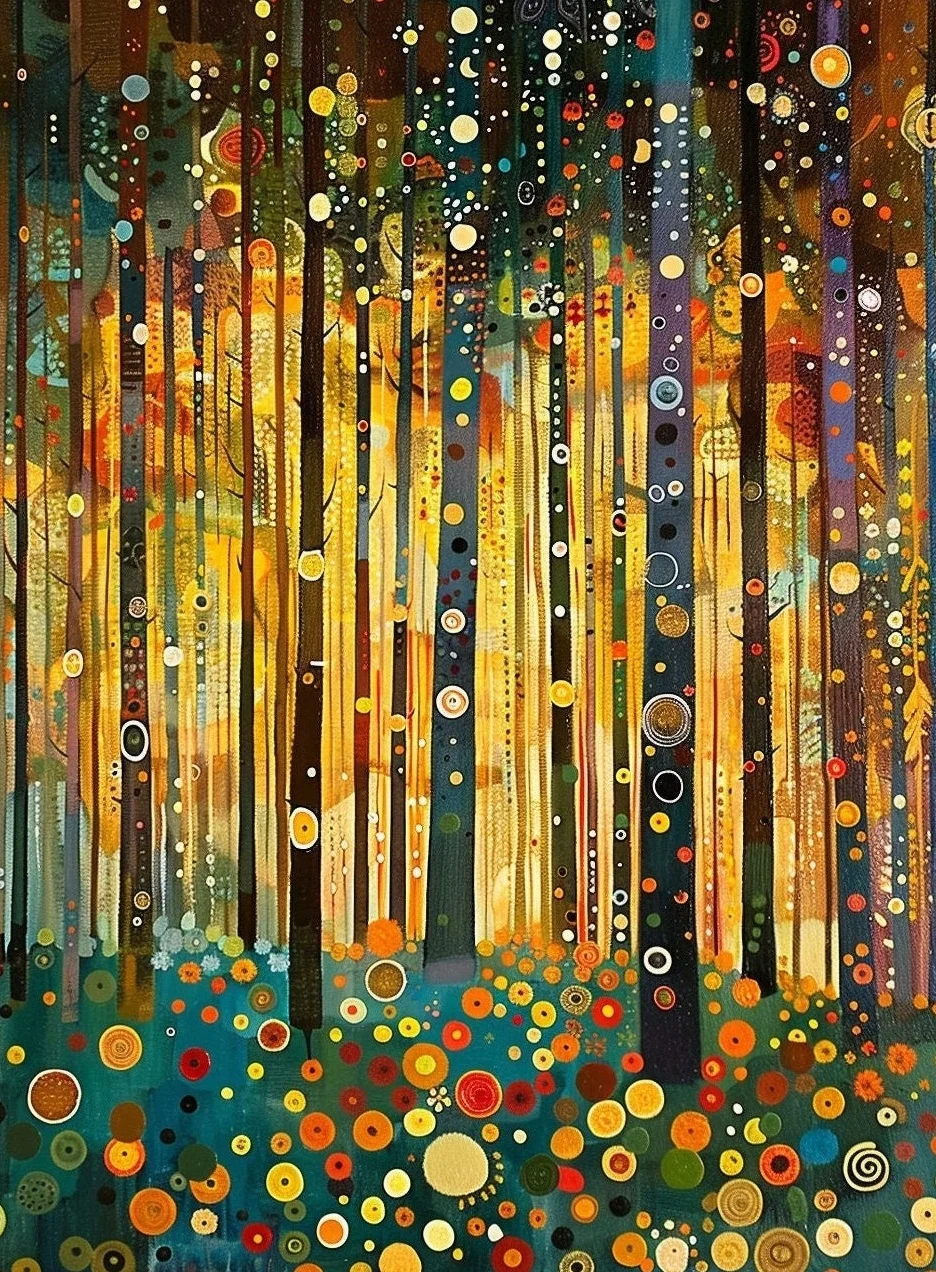 Klimt - Kobieta z kotem nocą, plakat na płótnie Granatowy