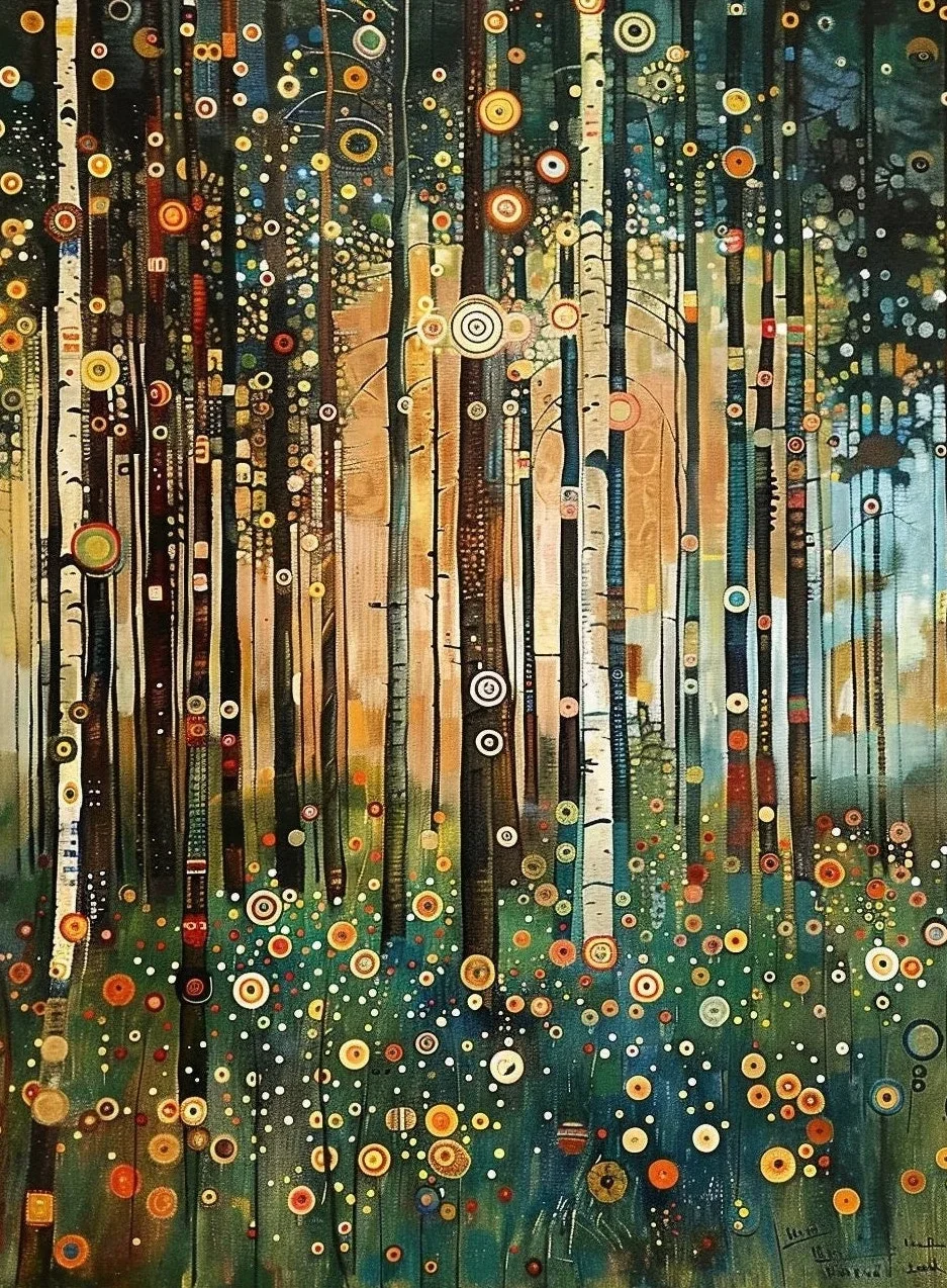 Klimt - Kobieta z kotem nocą, plakat na płótnie Niebieski