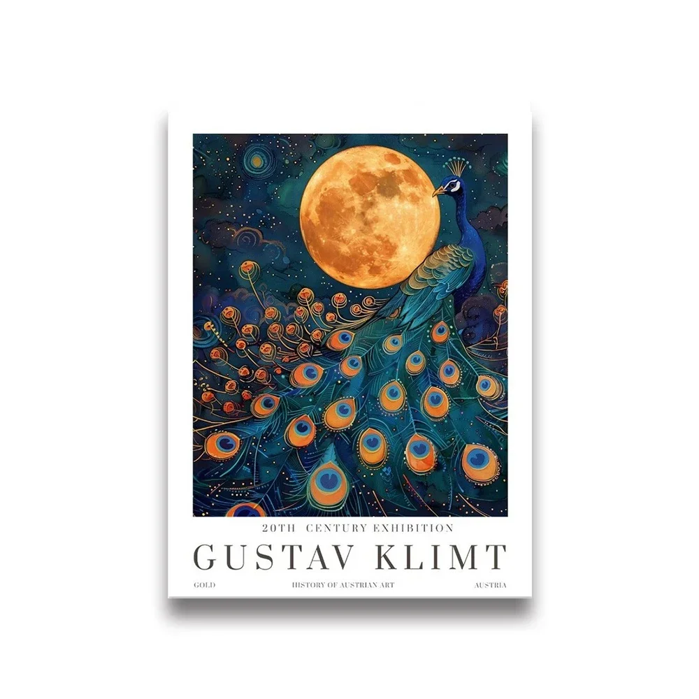 Plakat Gustav Klimt - Kot i Lis w ogrodzie Czarny