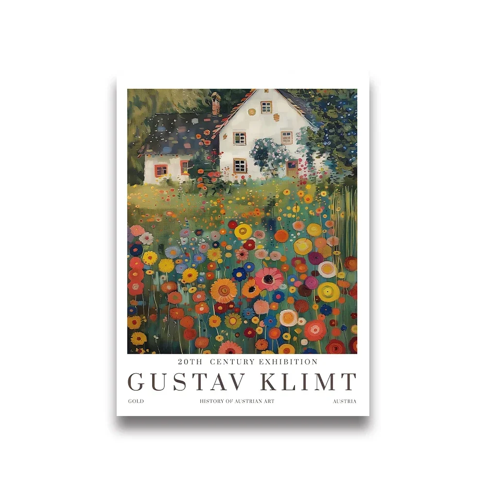 Plakat Gustav Klimt - Kot i Lis w ogrodzie Jasnoszary
