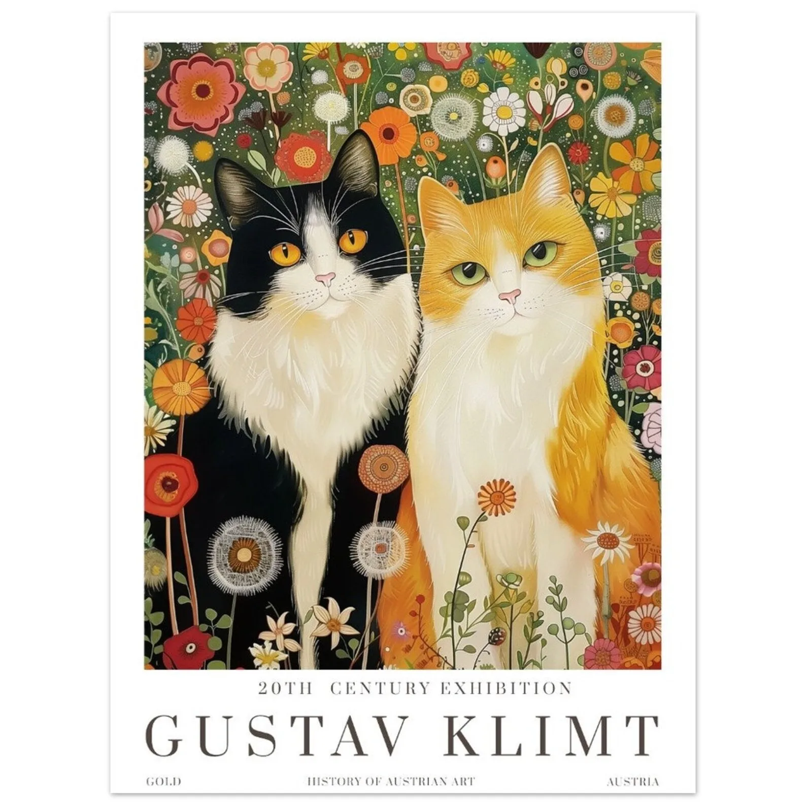Plakat Gustav Klimt - Kot i Lis w ogrodzie Pomarańczowy