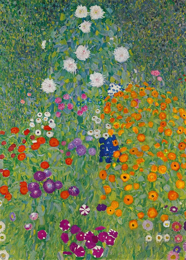 Plakat Gustav Klimt kwiaty i słoneczniki Biały