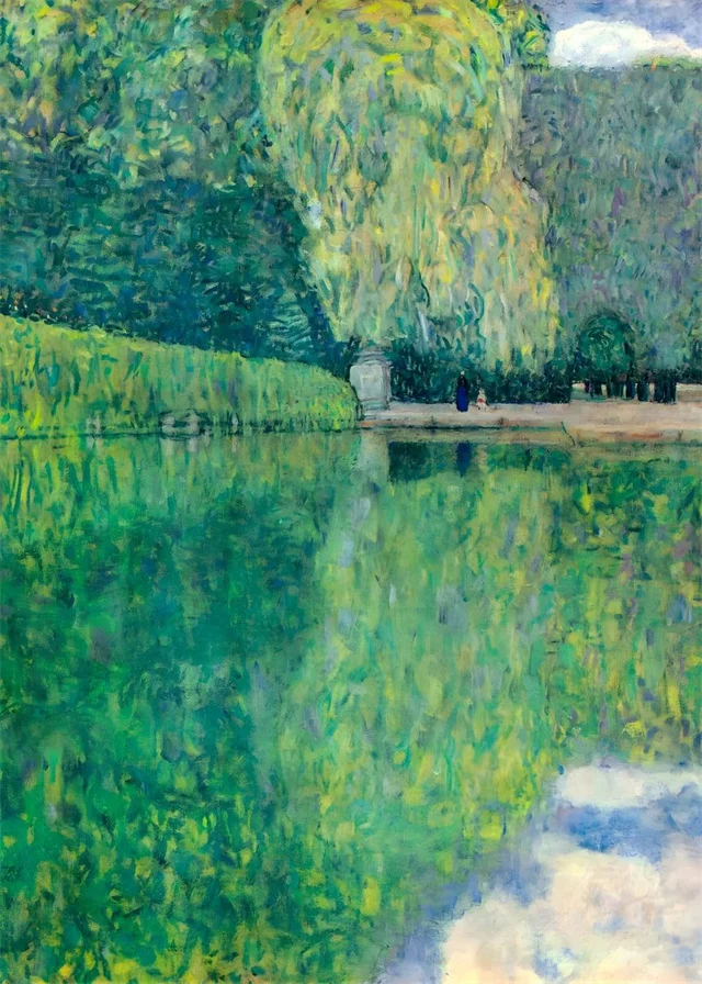 Plakat Gustav Klimt kwiaty i słoneczniki Czerwony