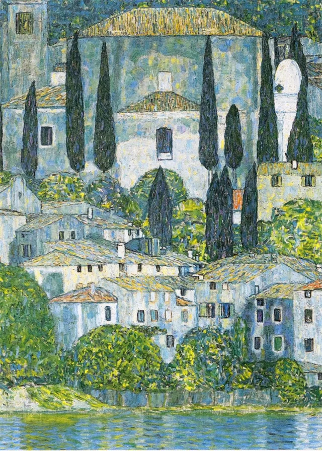 Plakat Gustav Klimt kwiaty i słoneczniki Niebieski