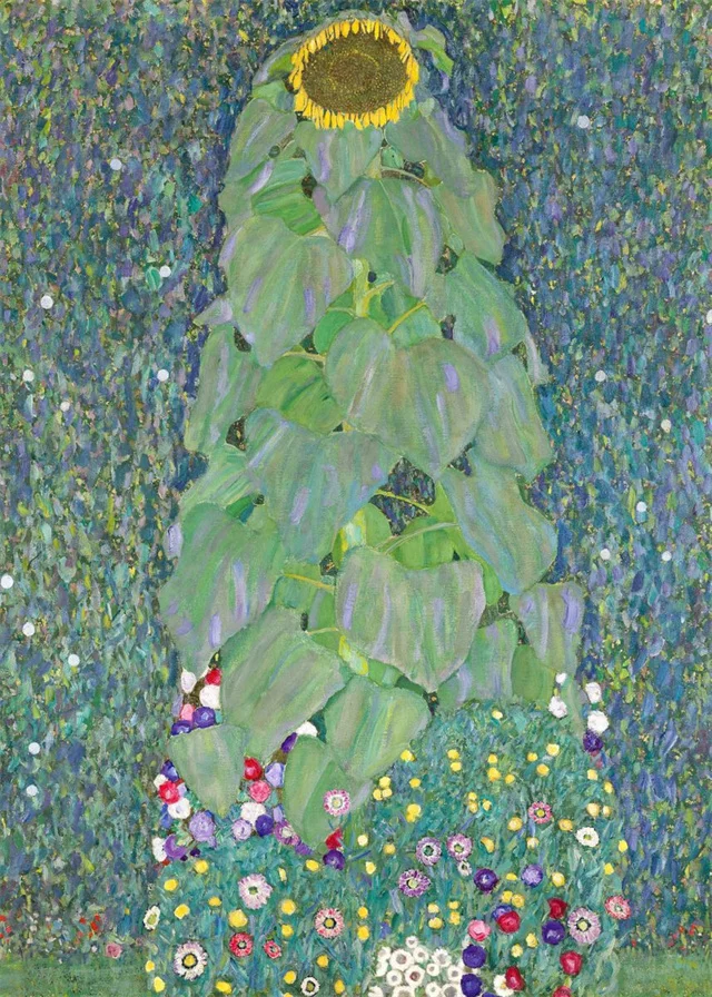 Plakat Gustav Klimt kwiaty i słoneczniki żółty