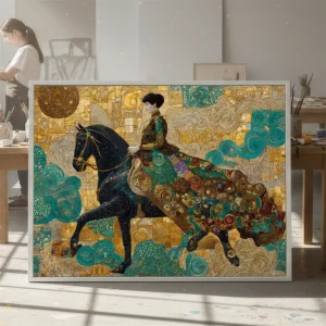 Plakat Gustav Klimt - Leżąca kobieta w kwiatowej sukni Biały