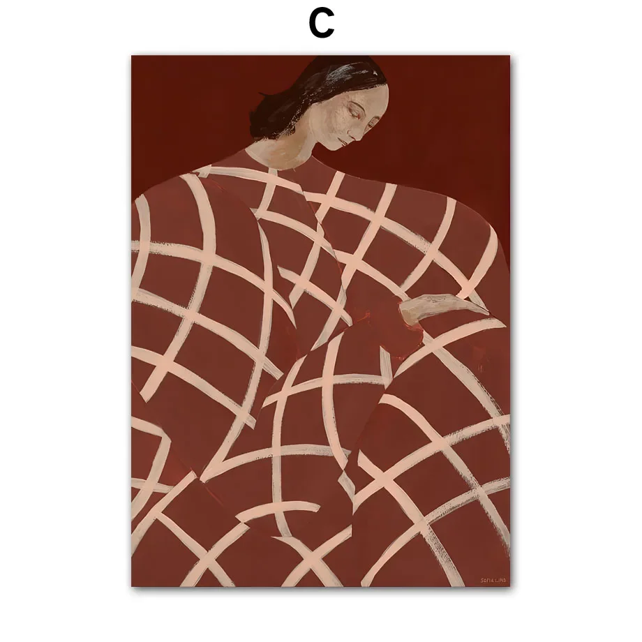 Kobieca sylwetka - plakat liniowy nordic Czerwony