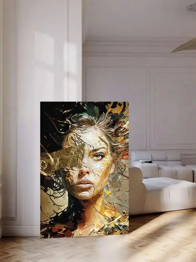 Plakat kobieta z kwiatami boho Biały