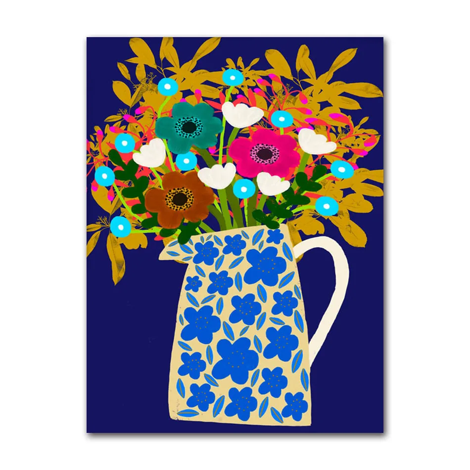 Plakat kobieta z lampartem kolorowy boho Zielony