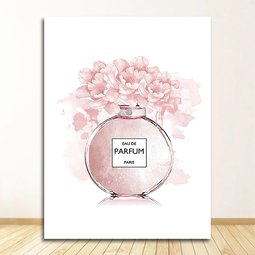 Plakat z kobietą i perfumami - styl nordycki Burgundia