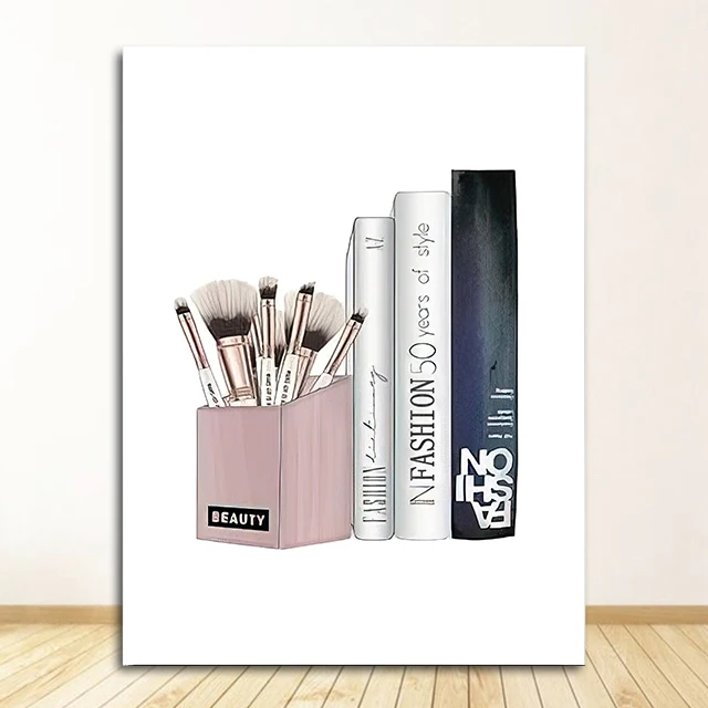 Plakat z kobietą i perfumami - styl nordycki Ciemny szary