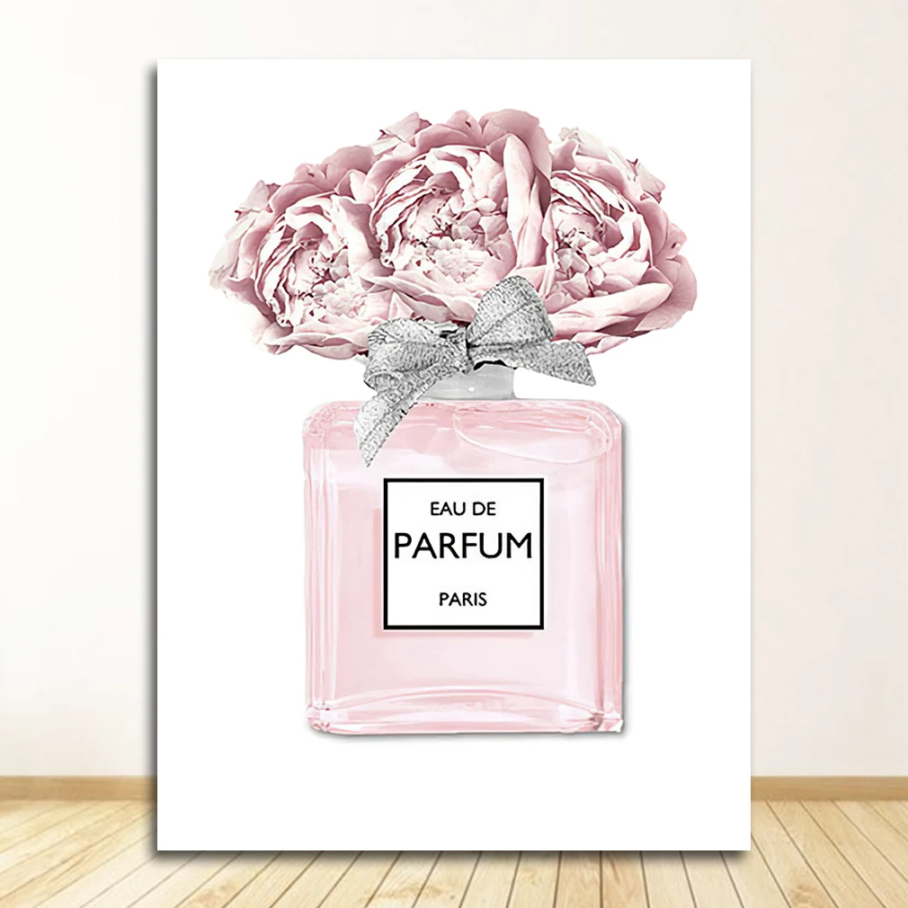 Plakat z kobietą i perfumami - styl nordycki Czerwony