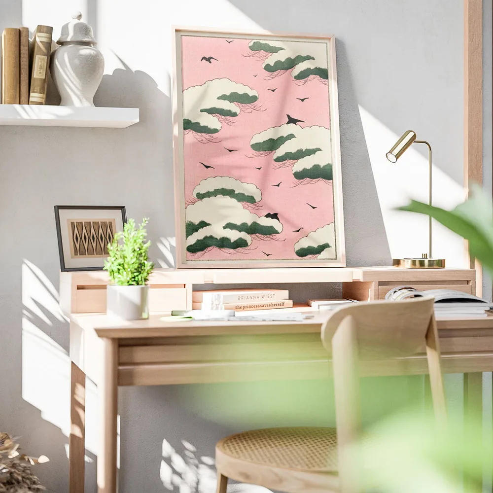 Plakat japońskie ryby koi i kwiaty w stylu vintage Wzór 2