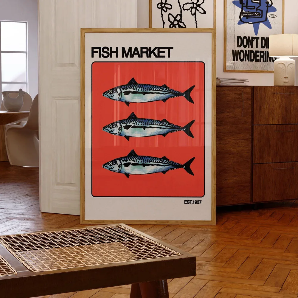Plakat japońskie ryby koi i kwiaty w stylu vintage Wzór 3