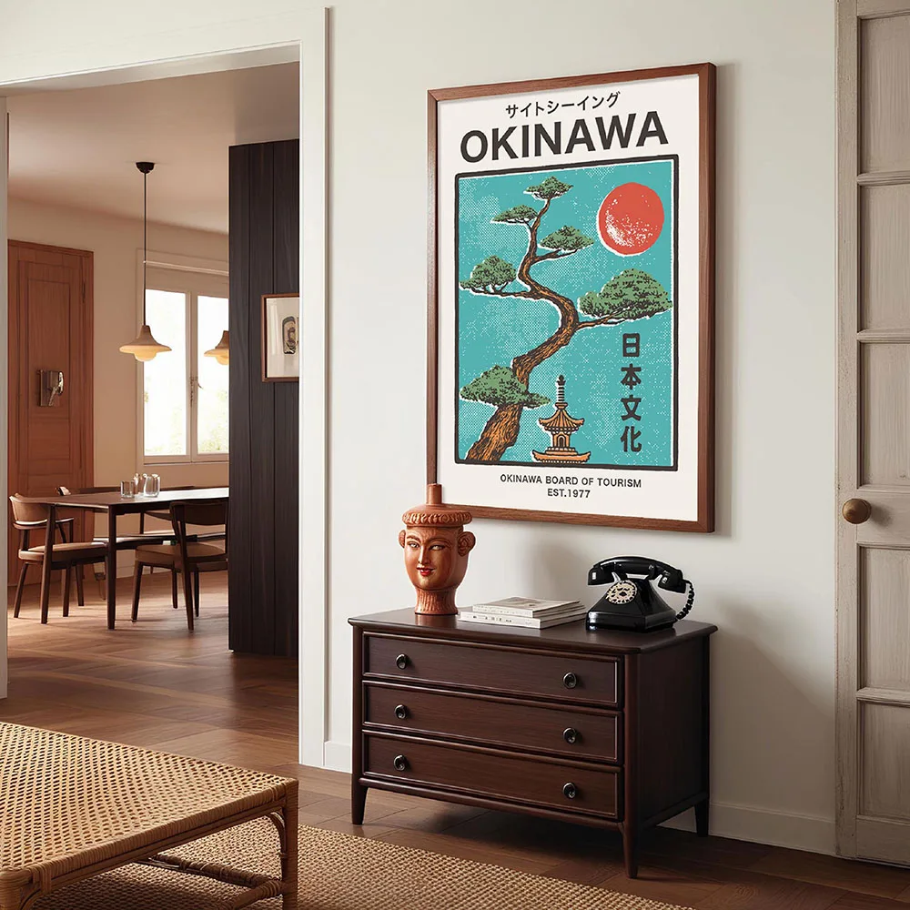 Plakat japońskie ryby koi i kwiaty w stylu vintage Wzór 4