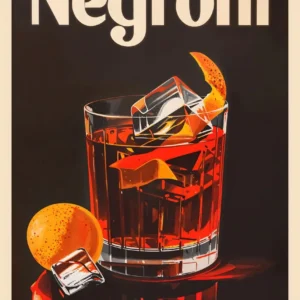 Plakat retro Negroni - klasyczny koktajl do kuchni Biały