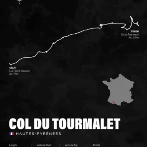 Plakat Kolarski Alpe d'Huez Profil Podjazdu Biały
