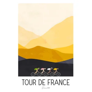 Plakat kolarski Tour de France akwarela Biały