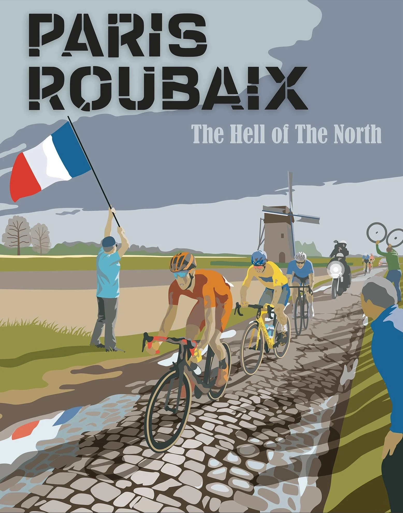 Plakat kolarski – wyścig rowerowy Flandria Fioletowy