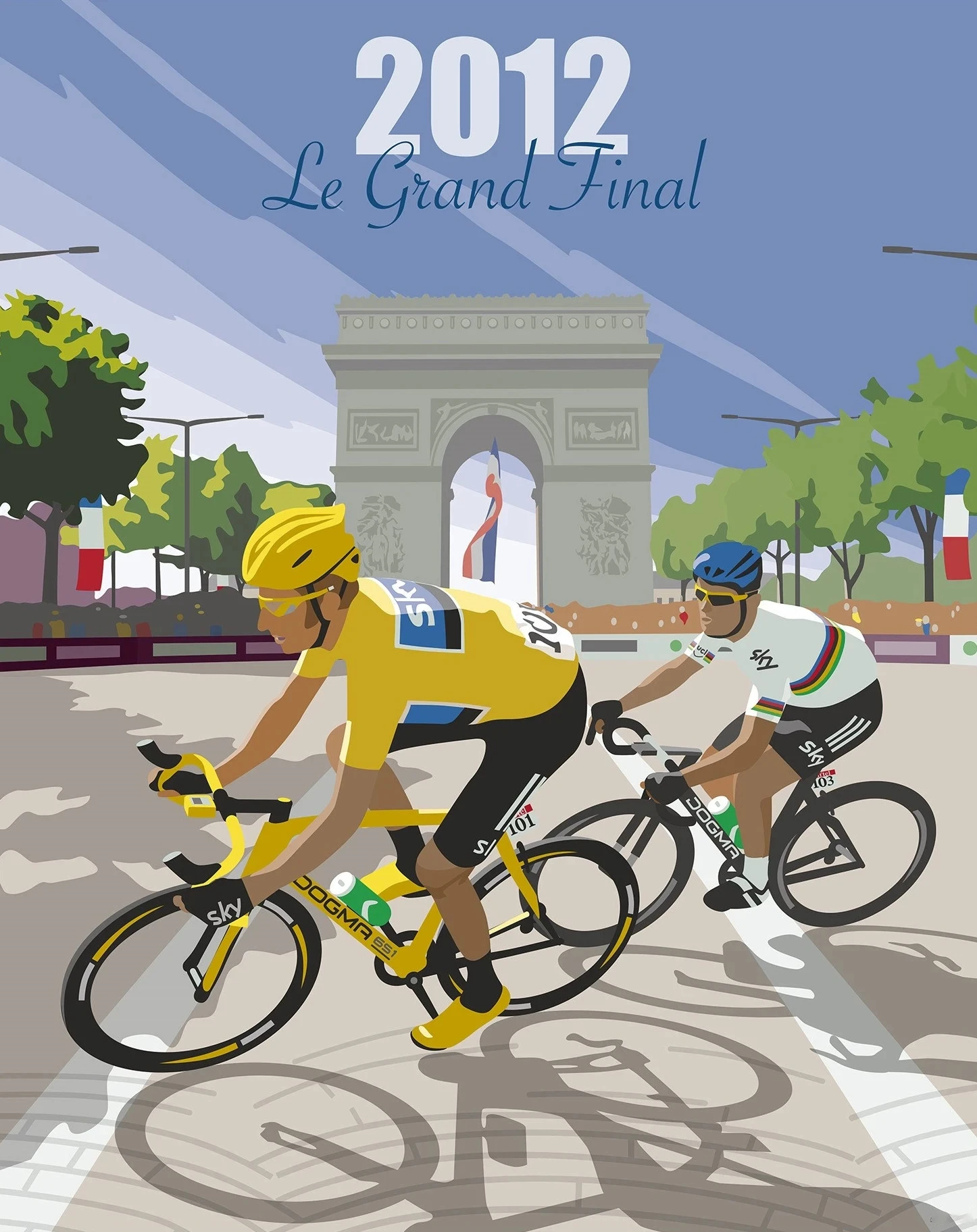 Plakat kolarski - wyścig rowerowy Flandria Granatowy