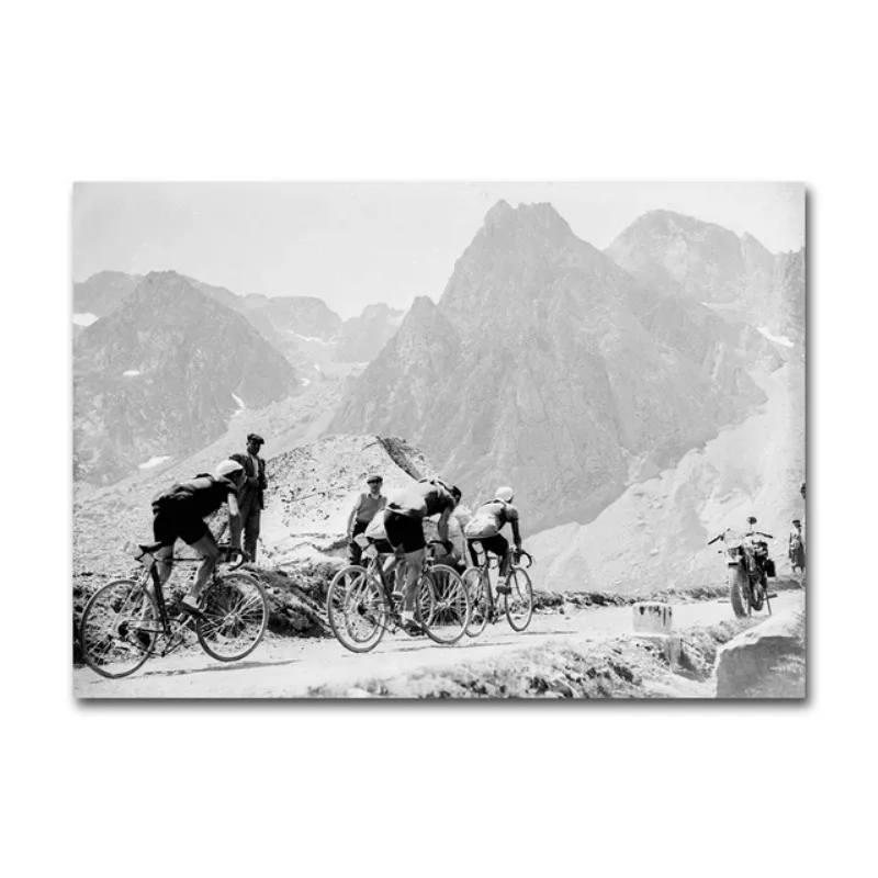 Plakat kolarstwo vintage - czarno-biała fotografia wyścigu Wzór 2