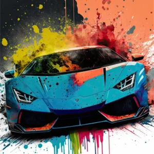 Plakat kolorowe auto graffiti abstrakcja śliwka