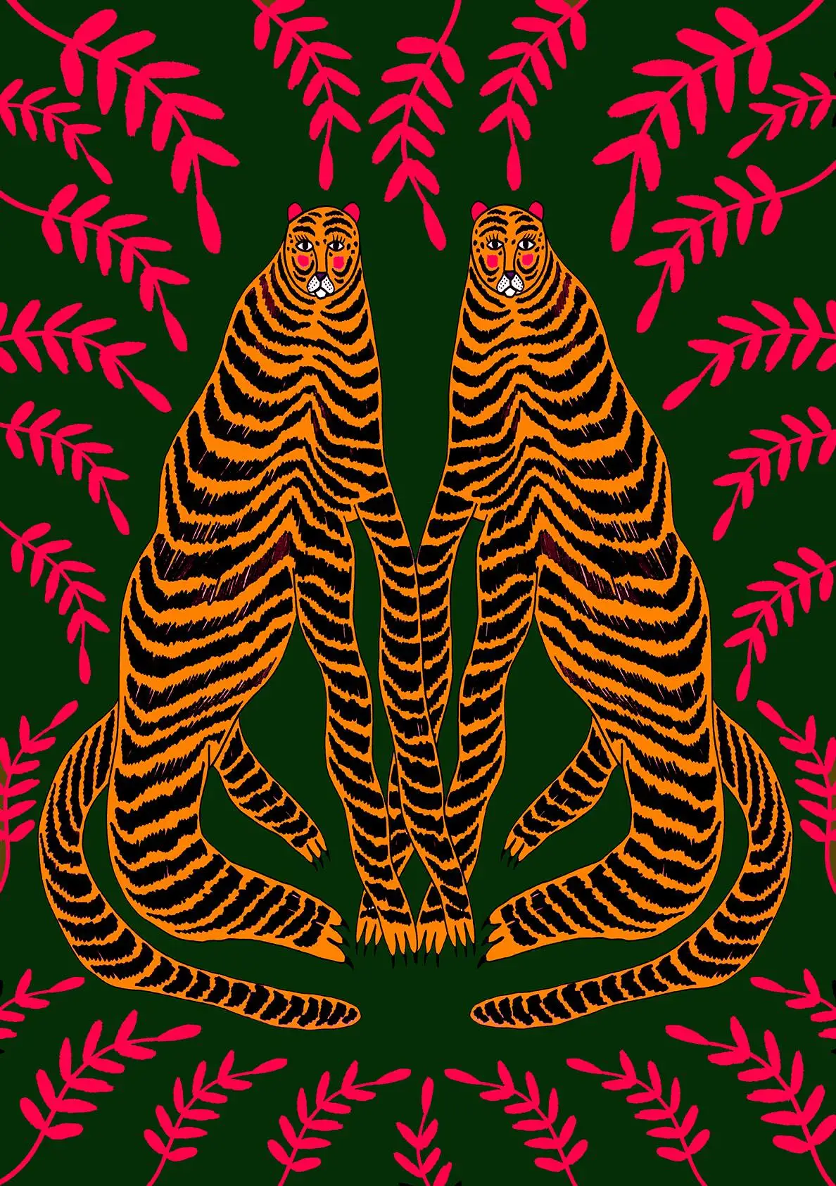 Kolorowe dzikie koty - plakat do pokoju dziecięcego Burgundia