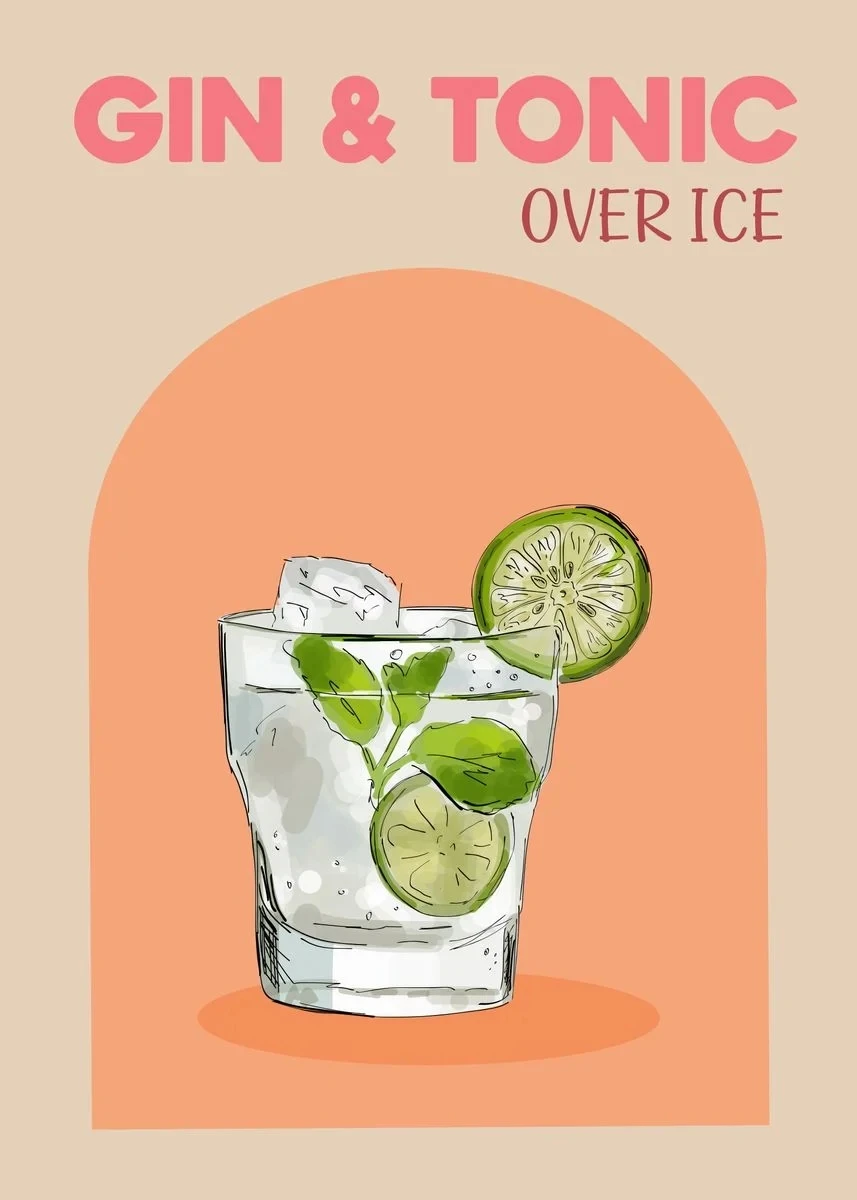 Plakat kolorowe drinki i koktajle do kuchni Czarny