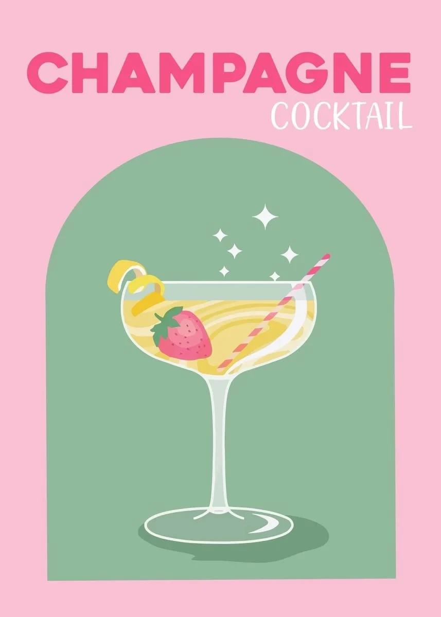 Plakat kolorowe drinki i koktajle do kuchni Granatowy