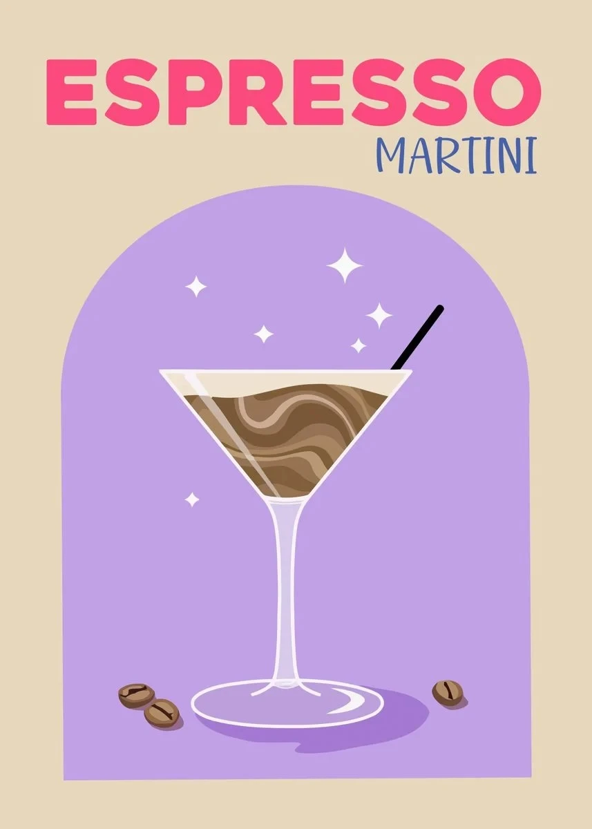 Plakat kolorowe drinki i koktajle do kuchni żółty
