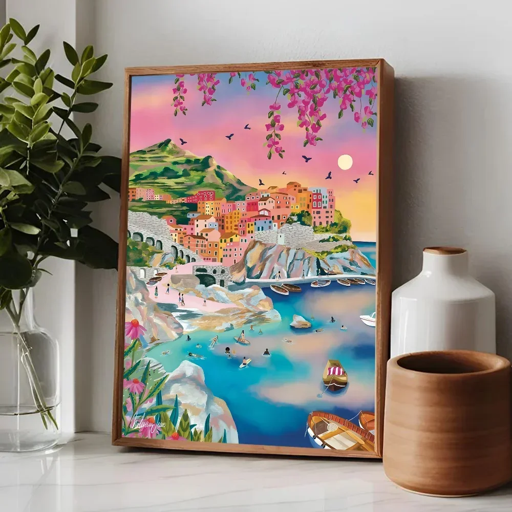 Plakat kolorowe kwiaty góry i jezioro Czarny