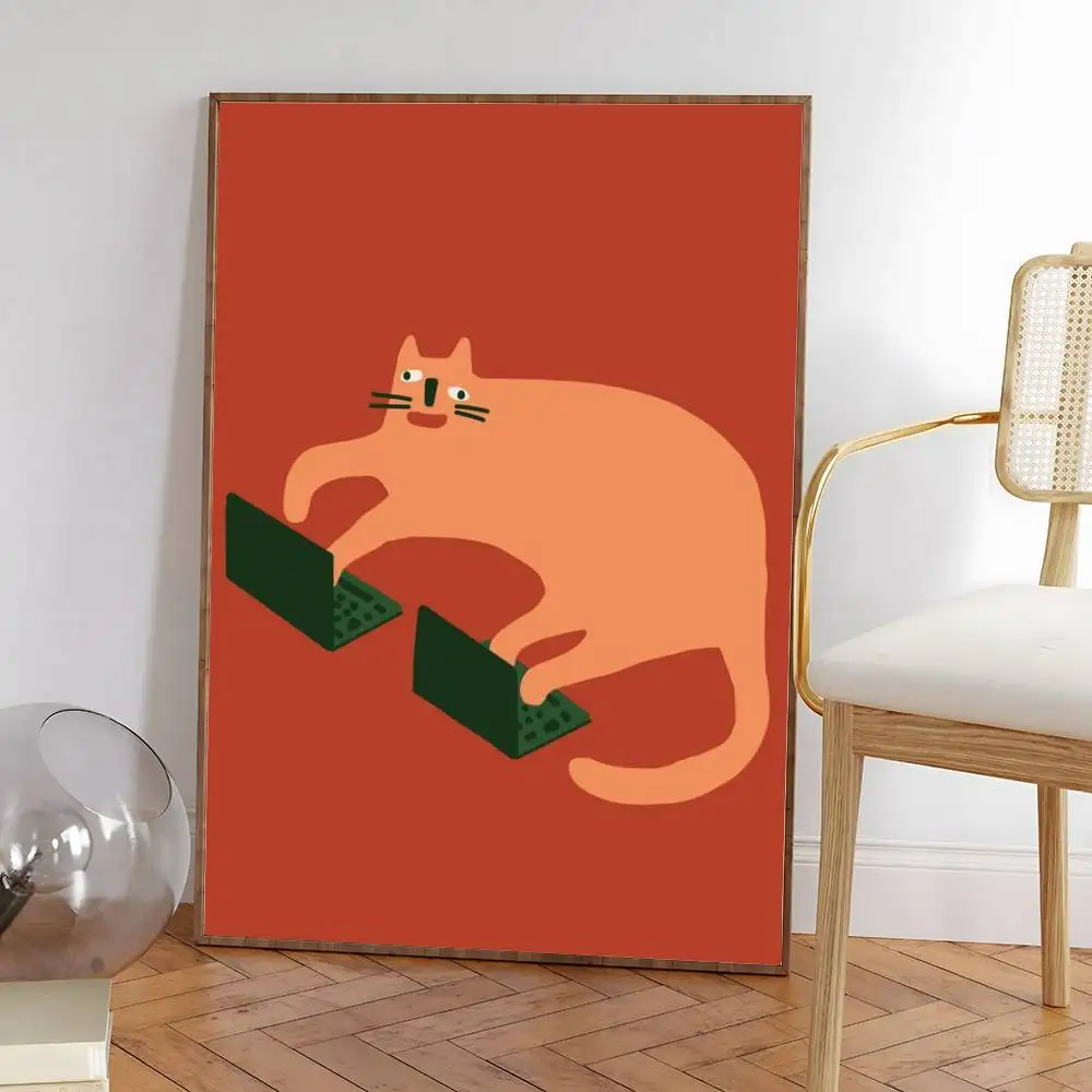 Plakat z kolorowym kotem Srebrny