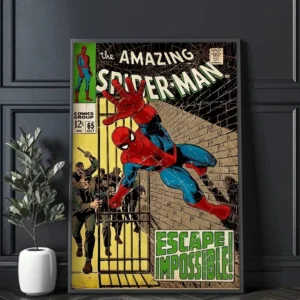 Plakat komiksowy z superbohaterami w stylu vintage Wzór 1