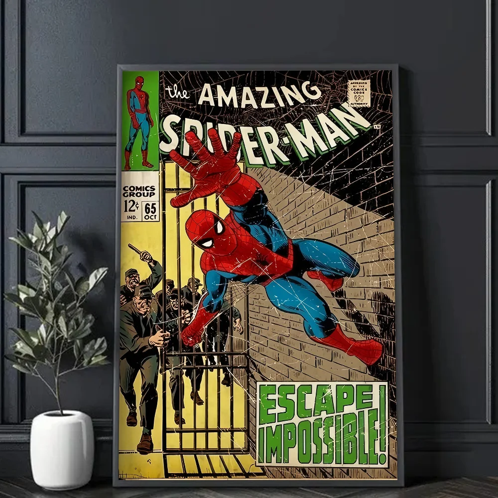 Plakat komiksowy z superbohaterami w stylu vintage Wzór 1