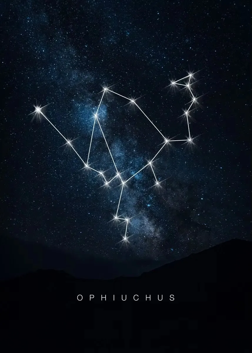 Konstelacje kosmiczne - plakat ze znakami zodiaku Granatowy