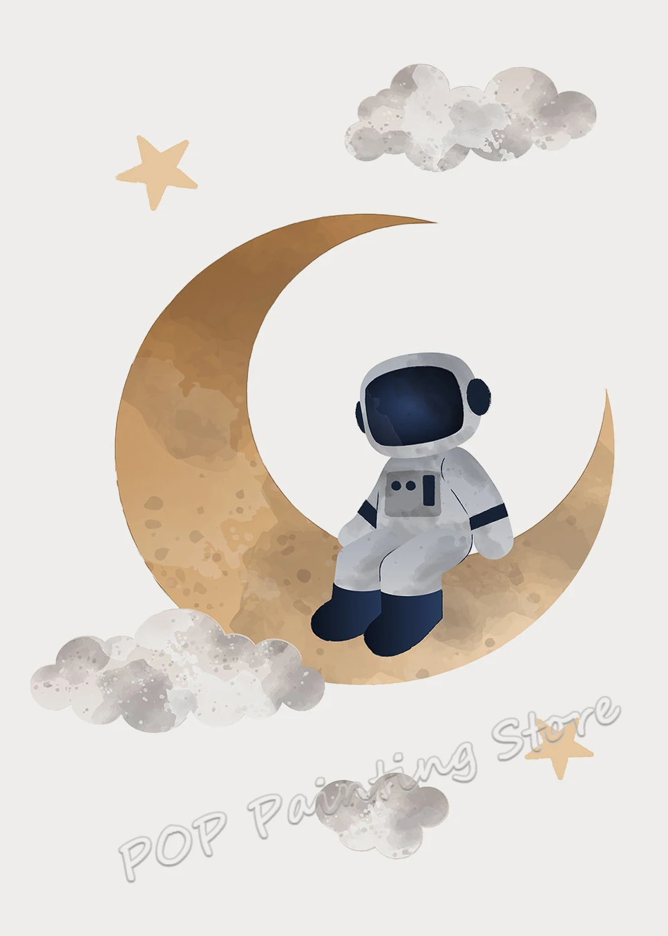 Plakat kosmiczna przygoda - rakieta i astronauta Biały